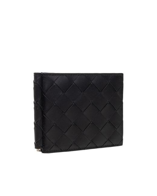 Bottega Veneta Black Intrecciato Bi-Fold Card Holder for men