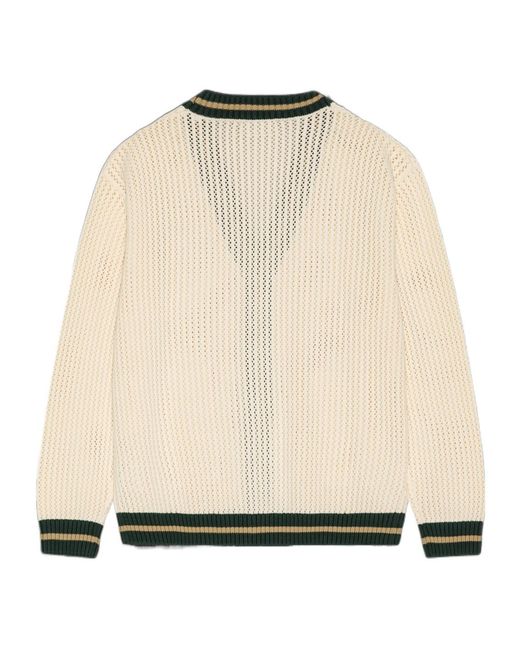 Les Deux Natural Logo-Embroidered Striped-Trim Cardigan for men