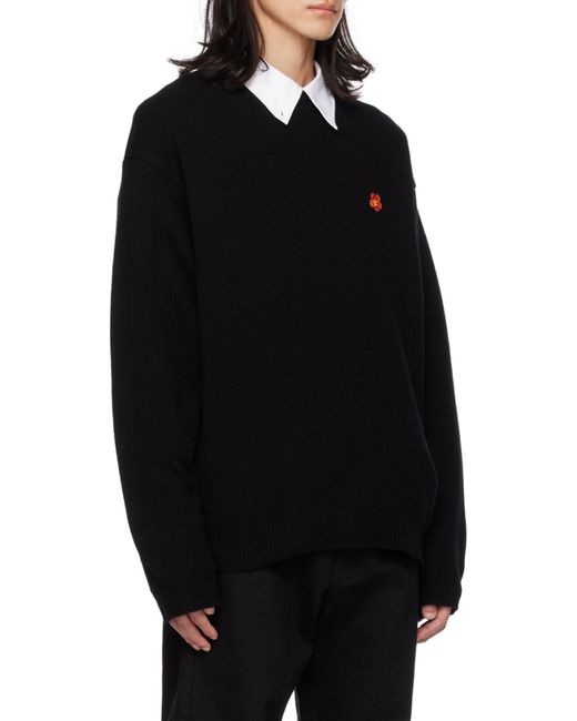 KENZO Black Boke Flower Crewneck Knitted Jumper for men