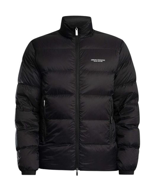 ARMANI EXCHANGE Black Quilted Zip Jacket for men