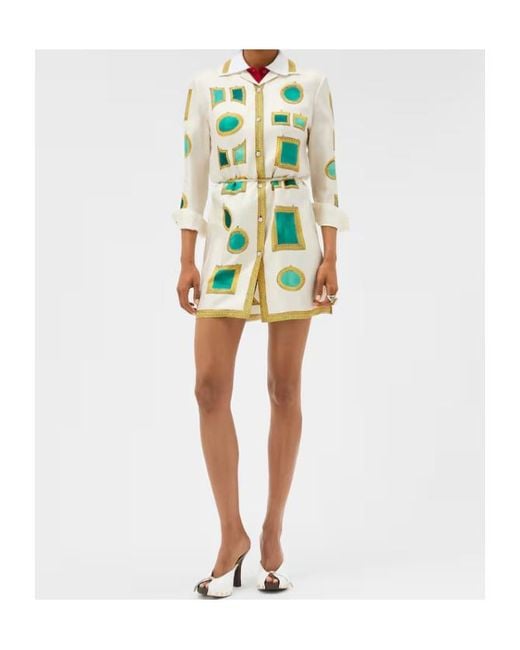 Versace Green The Gallery Printed Dress