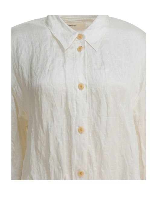 Khaite White Long-Sleeved Crinkled Shirt