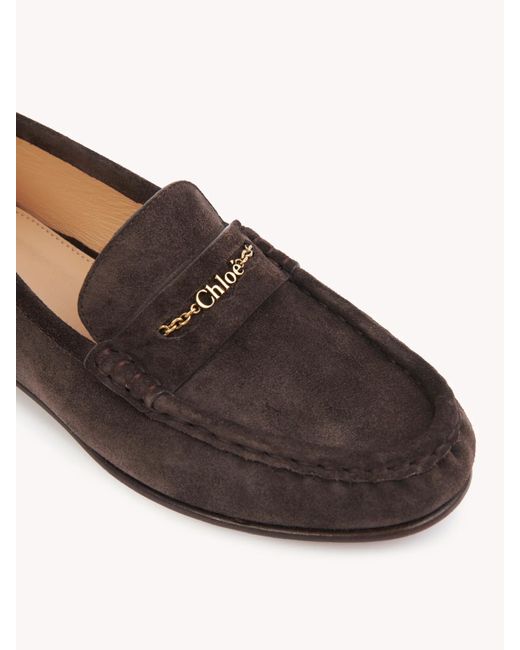 Chloé Brown Chloé Logo Chain Loafers