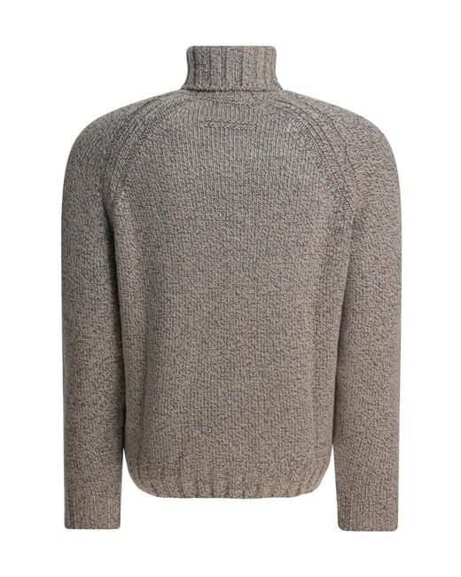 Zegna Gray Turtleneck Knitted Jumper for men