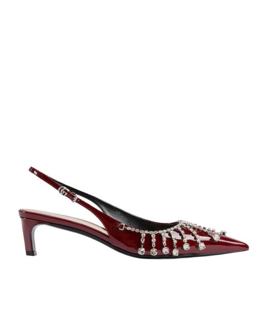 Gucci Brown Crystal Chain High Heels