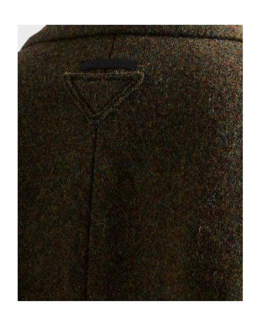 Prada Green Single-Breasted Wool Coat for men
