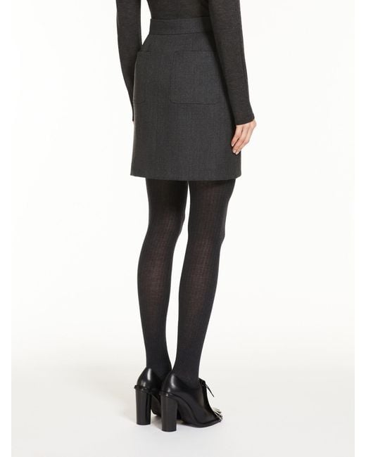 Max Mara Black Wool Gabardine Mini Skirt
