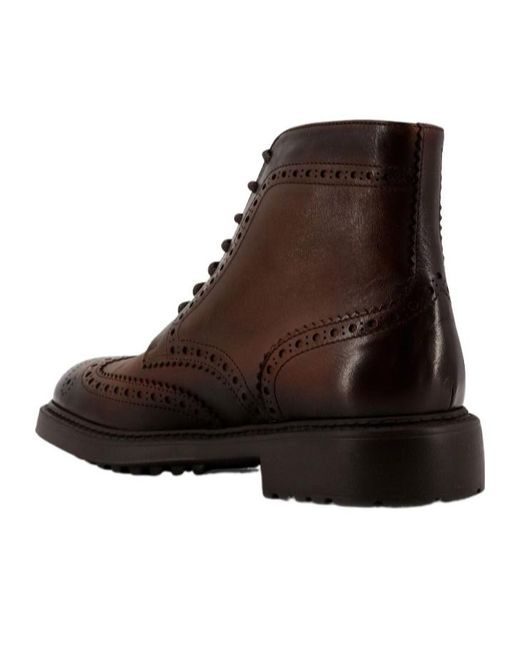 Doucal's Brown Lace-Up Brogue Boots for men