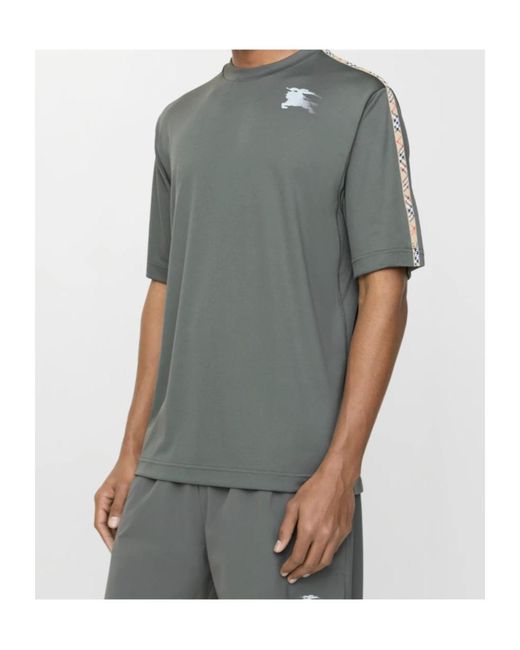 Burberry Gray Check Trim Jersey T-Shirt for men