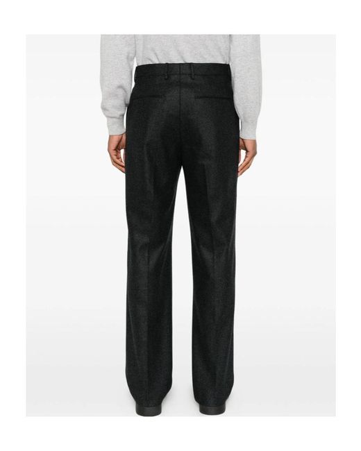 Tagliatore Black Casual Pants With Belt Loops for men