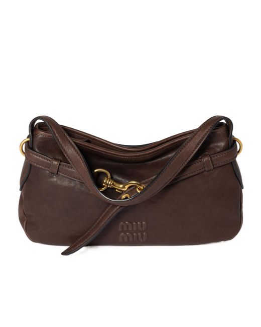 Miu Miu Brown Aventure Zipped Shoulder Bag