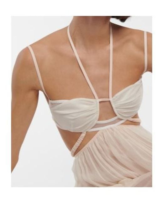 Nensi Dojaka White Bridal Silk Chiffon Gown