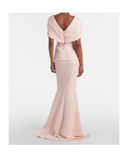 Safiyaa Pink Loura Draped Ruffled Crepe Dress