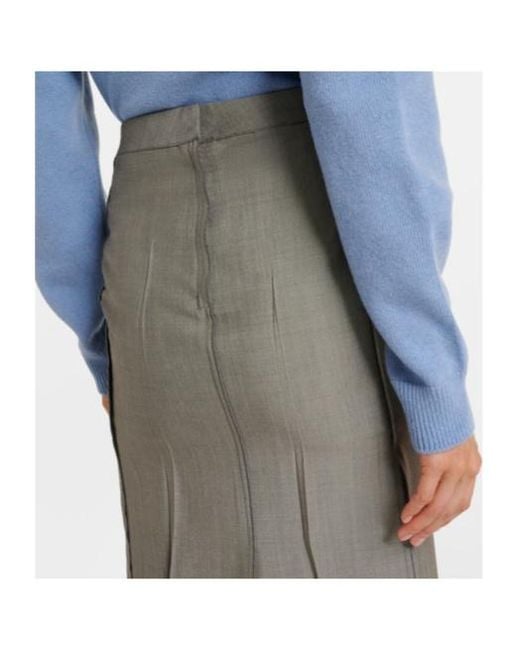 Victoria Beckham Gray Draped Wool And Mohair Midi Skirt