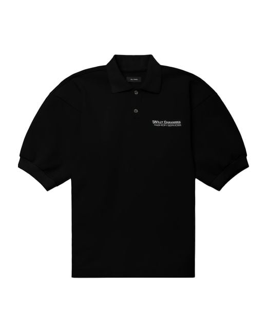 Willy Chavarria Black Football Polo Shirt for men