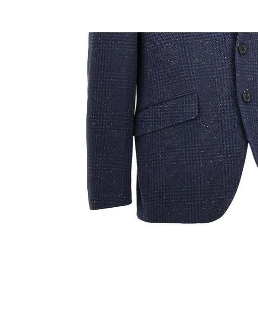 Etro Blue Checked Single-Breasted Blazer for men