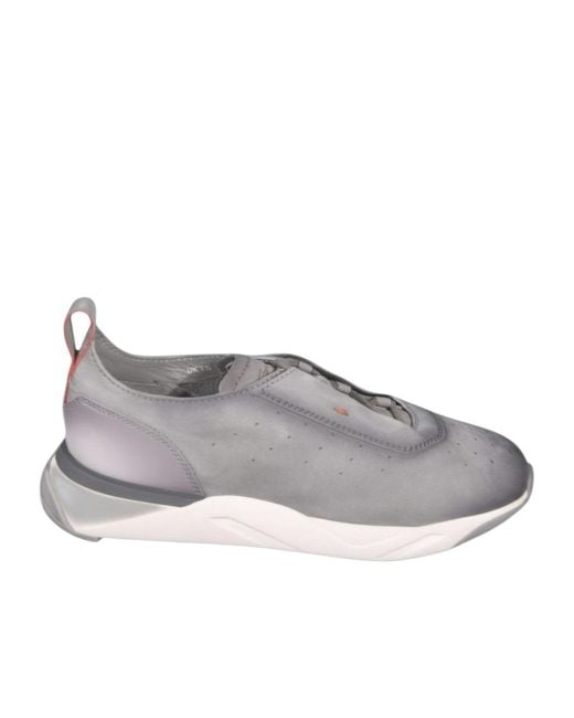 Santoni Gray Perforated Slip-On Sneakers for men