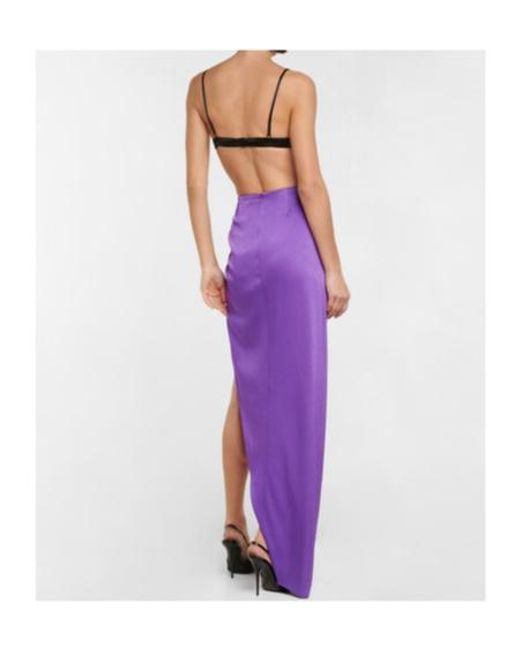 Alex Perry Purple Ridley Draped Satin Maxi Skirt
