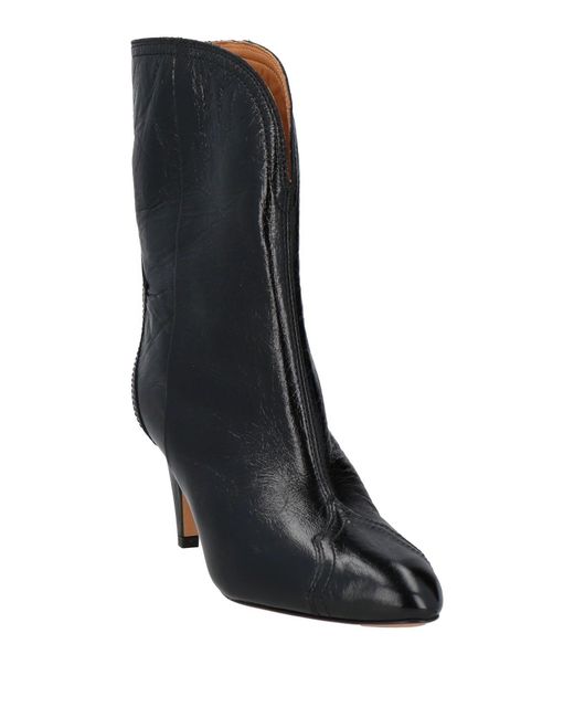 Isabel Marant Black Solid-Color Genuine Leather Ankle Boots