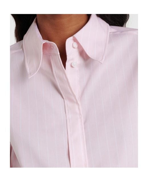 Dorothee Schumacher Pink Striped Power Floral-Appliqué Cotton-Blend Blouse