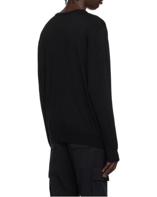 Balmain Black Logo Patch Double-Collar Knit Sweater for men