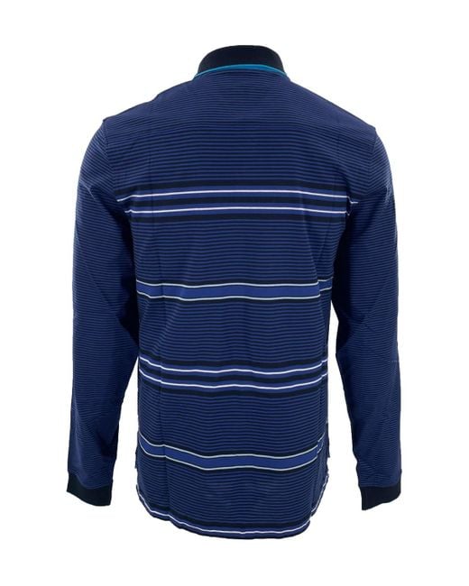 Dunhill Blue Striped Long-Sleeved Polo Shirt for men
