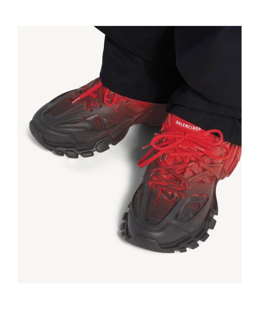 Balenciaga Red Track Gradient Lace-Up Sneakers for men