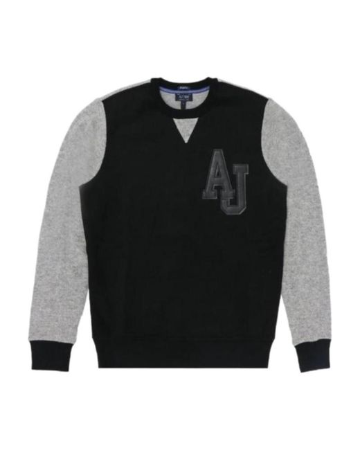 Armani Jeans Black Round-Necked Logo Pullover for men