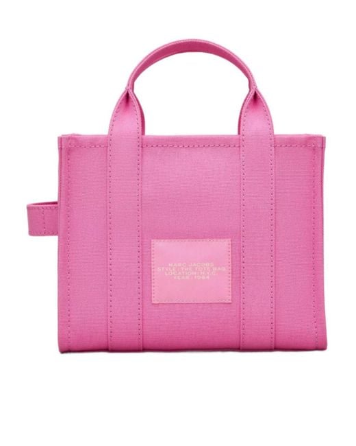 Marc Jacobs Pink Logo Printed Zip-Up Small Tote Bag