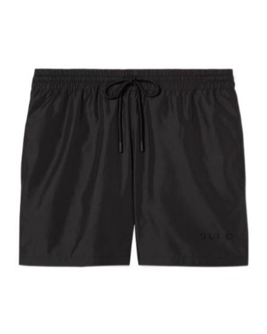 Gucci Black Logo Drawstring Swim Shorts for men