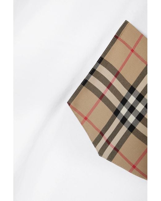 Burberry White Checked Crewneck T-Shirt