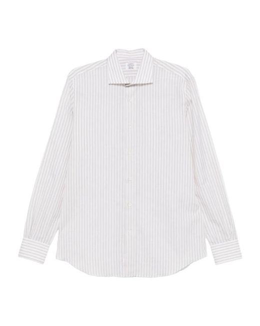 Mazzarelli White Striped Shirt for men