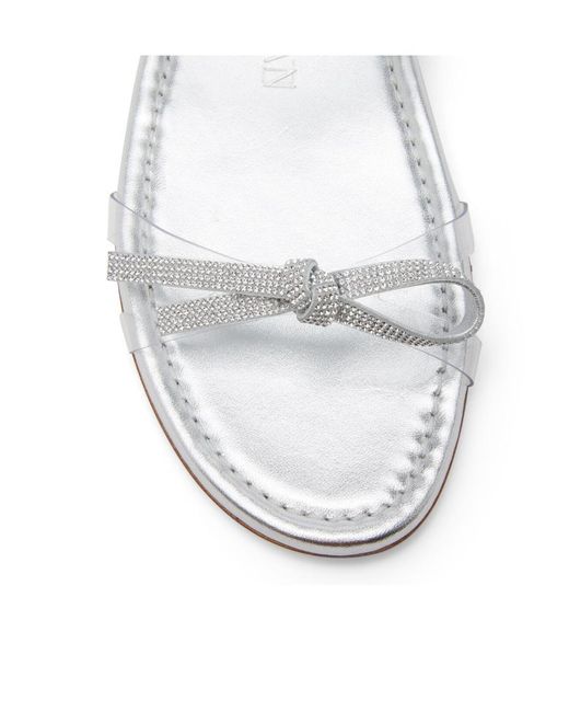 Stuart Weitzman White Bow-Tie Slippers