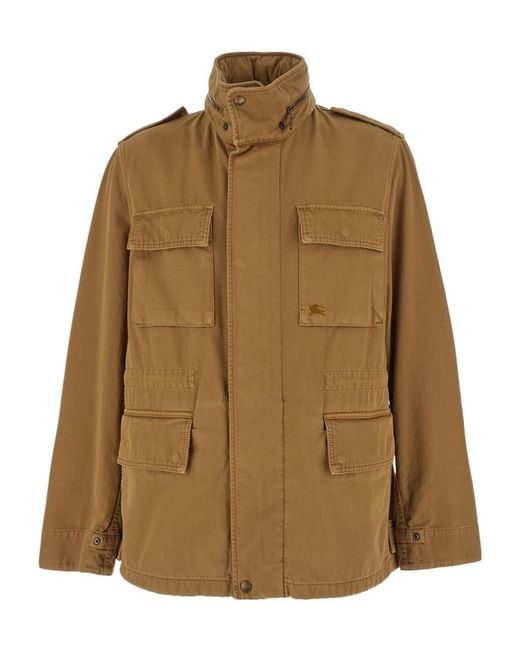 Burberry Brown Logo Embroidered Hooded Jacket for men