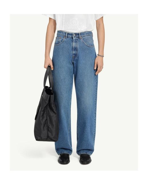 MM6 by Maison Margiela Blue Logo Patch Straight-Leg Jeans for men