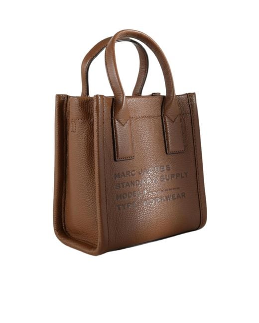Marc Jacobs Brown Logo-Embossed Grained Leather Tote Bag