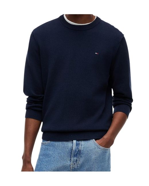 Tommy Hilfiger Blue Tommy Flag Embroidery Lightweight Slim Jumper for men