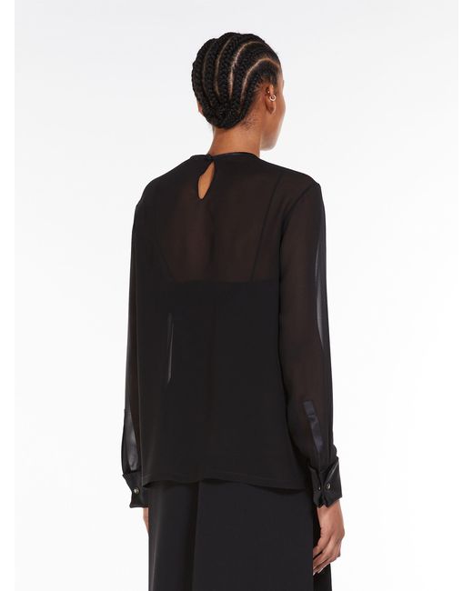 Max Mara Black Pianoforte Crewneck Long-Sleeved Top