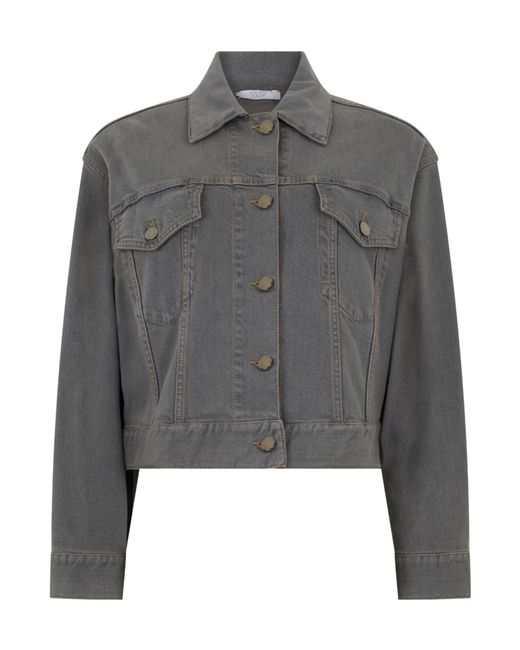 Peserico Gray Cropped Denim Jacket