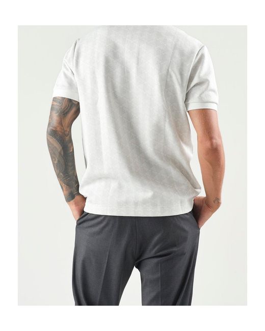 Lacoste White Paris Jacquard Monogram Polo Shirt for men