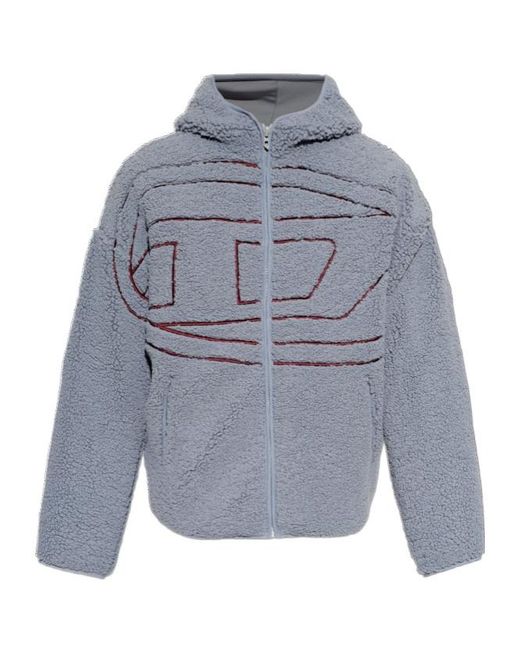 DIESEL Blue Teddy Hooded Jacket for men
