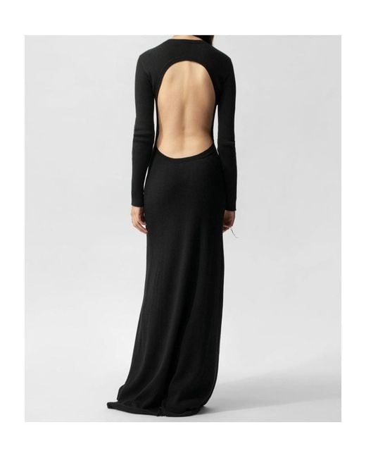 Ann Demeulemeester Black Eva Open-Back Ribbed Maxi Dress