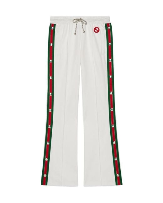 Gucci White Web-Stripe Press-Stud Track Pants