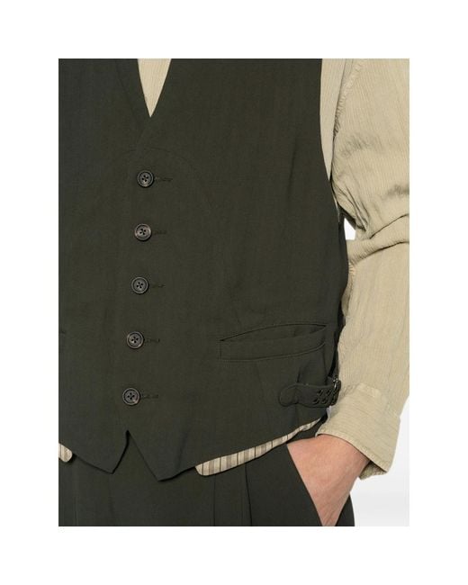 Ziggy Chen Black Patterned-Back Waistcoat for men