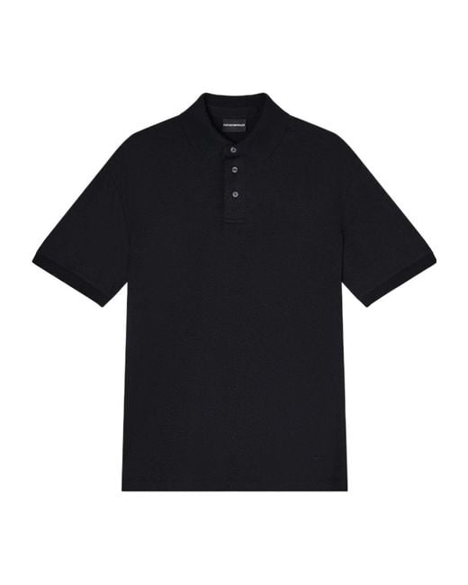 Emporio Armani Black Textured Polo Shirt for men