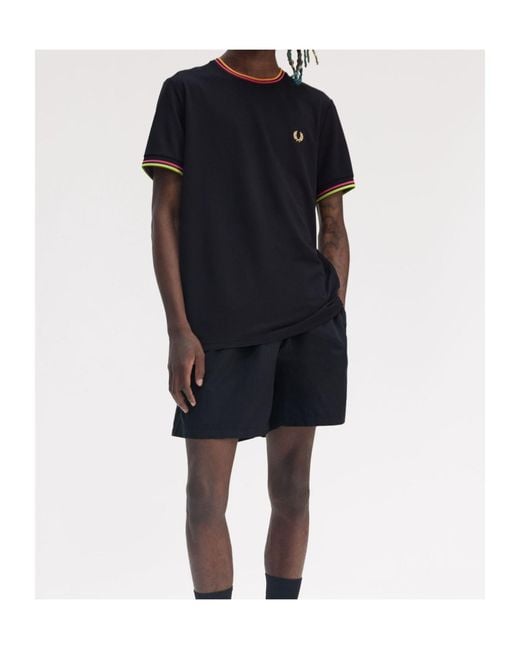 Fred Perry Black Twin Tipped Tennis T-Shirt for men