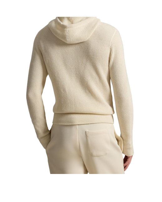 Polo Ralph Lauren White Overhead Cotton Wool Knitted Hoodie for men