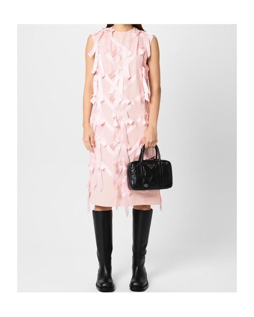 Prada Pink Sablé Bow-Tie Sleeveless Dress