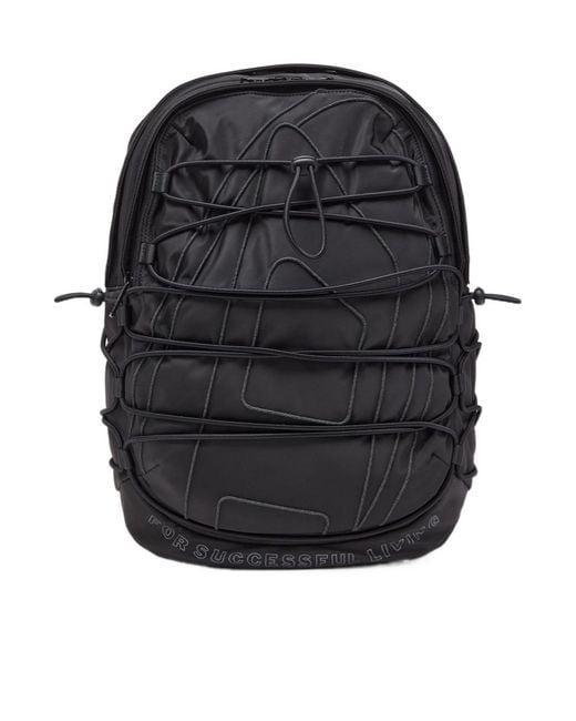 DIESEL Black Zippered Backpack for men