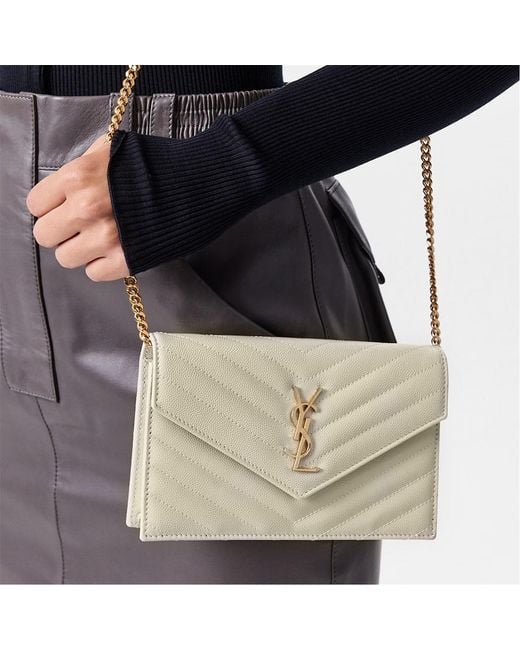 Saint Laurent Natural Monogram Logo Shoulder Bag